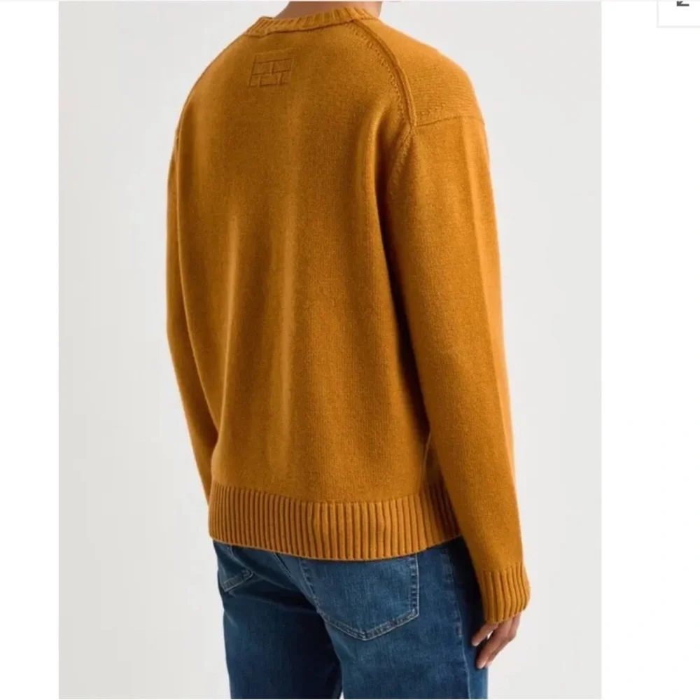 Frame Denim Men's Cashmere Crewneck Sweater in Mustard Size L